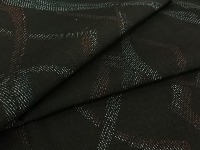 平和屋着物▽上質な紬 単衣 幾何学文様 正絹 逸品 AABH9895jh