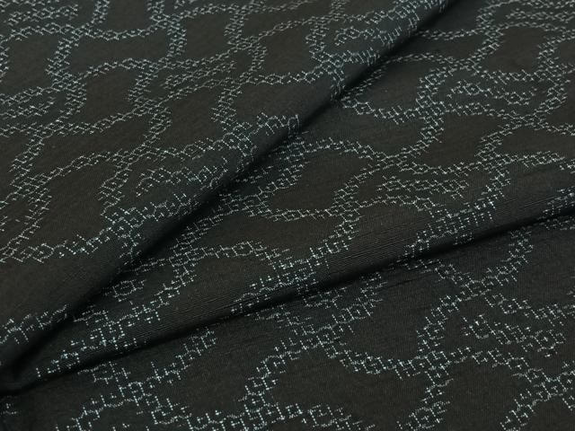 平和屋着物▽結城紬　単衣　80亀甲　幾何学文様　正絹　逸品　AABI2090jh