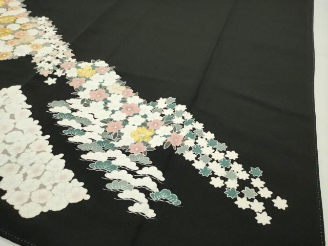 平和屋着物○豪華黒留袖 駒刺繍 梅松花文 金銀彩 鈴乃屋扱い 正絹 逸品