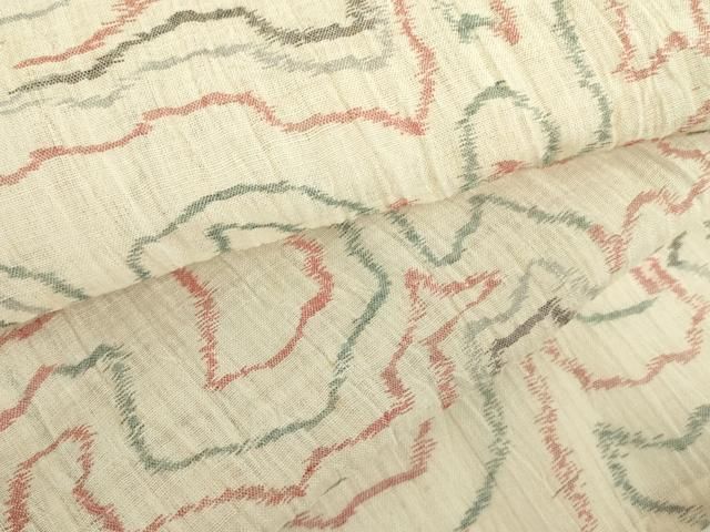 平和屋着物＊夏物　本場小千谷ちぢみ　抽象文様　麻　逸品　DABE1393op