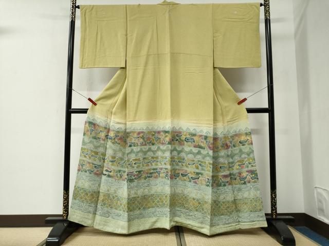 平和屋着物●染織工芸作家 京手描友禅 田村信之 色留袖 横段狩猟動物吉祥文 暈し染め 金彩 正絹 逸品 CABE3003yc