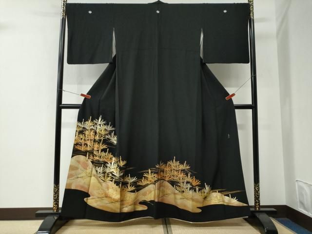 平和屋着物●金彩友禅　卓越技能者・名工・和田光正　黒留袖　浜松文　金彩　正絹　逸品　CABE3043yc