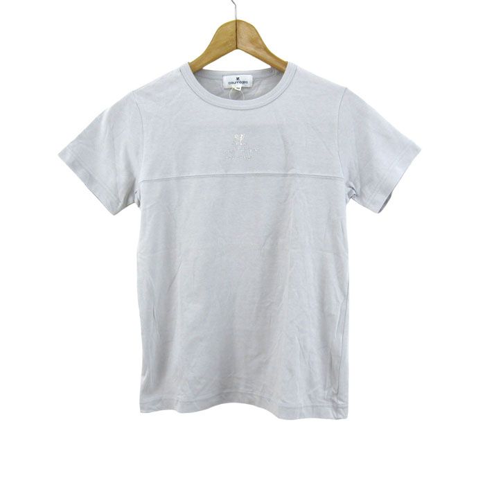 クレージュ 半袖Ｔシャツ トップス ストレッチ ロゴ レディース 38サイズ グレー courreges