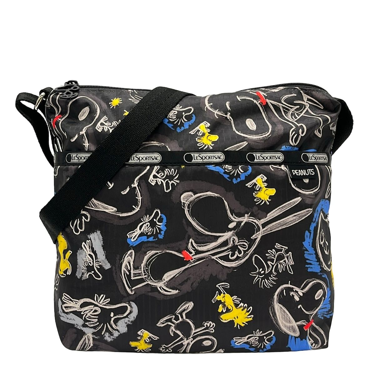 LESPORTSAC(レスポートサック) ショルダーバッグ - 黒×イエロー×マルチ スヌーピー/PEANUT