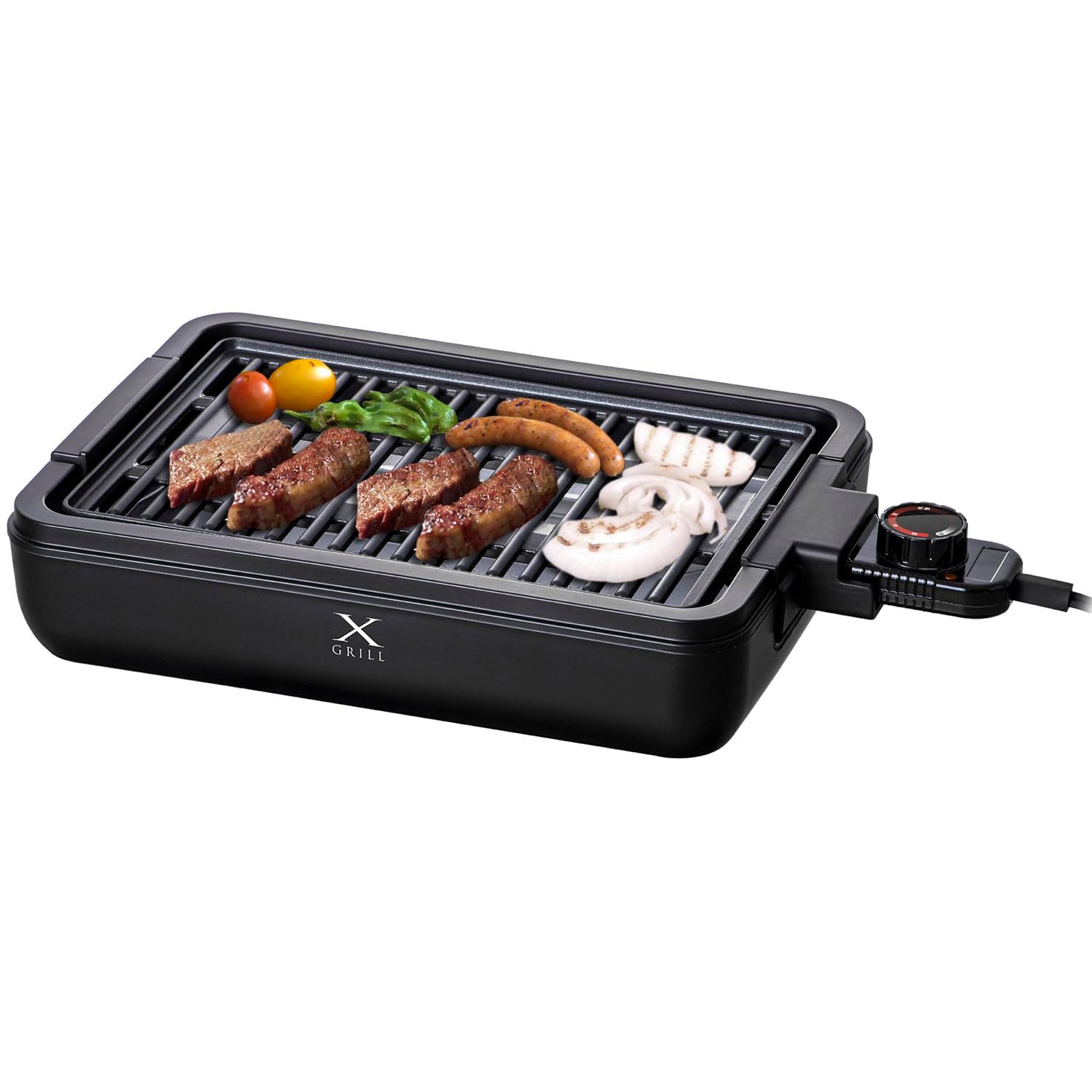 [山善] 焼き肉グリル 減煙 コンパクトプレート XGRILL 一人暮らし 二人暮らし 「素早く、美味しく焼ける」 煙約70%/油ハネ約85%カット 温度調節 (約80~230℃) 保温 焼き肉プレート 油受け皿付き 簡単お手入れ YGMA- e7d11bff