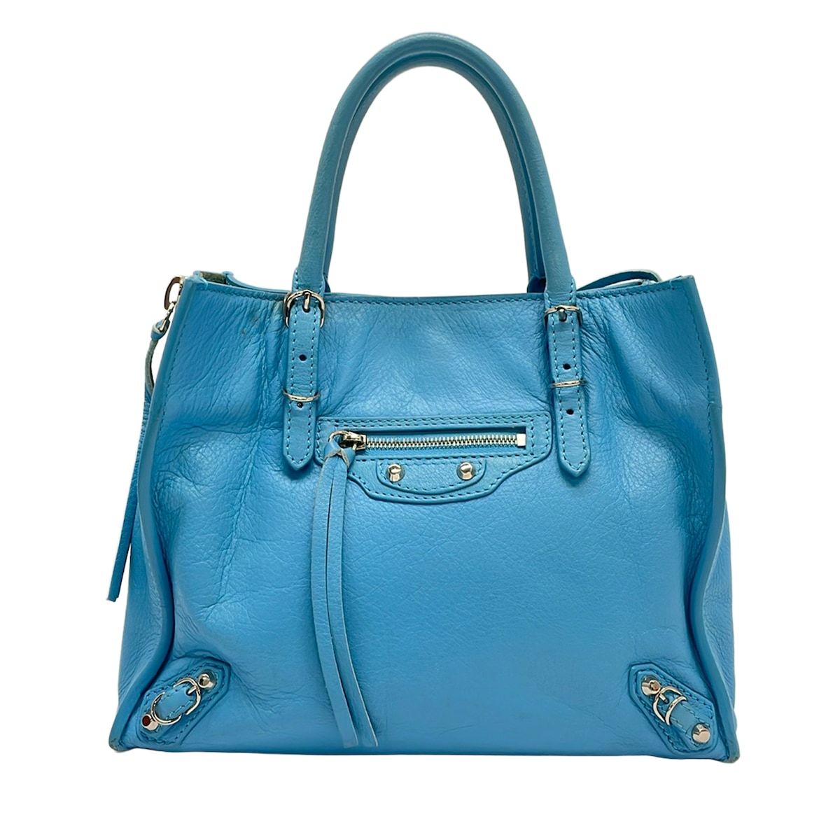 BALENCIAGA(バレンシアガ) トートバッグ ミニペーパーA4 357333 ライトブルー ミニバッグ レザー