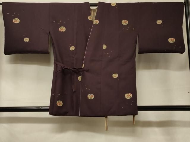 平和屋着物＃道中着　リバーシブル　草花文　金彩　正絹　逸品　CABF1225in