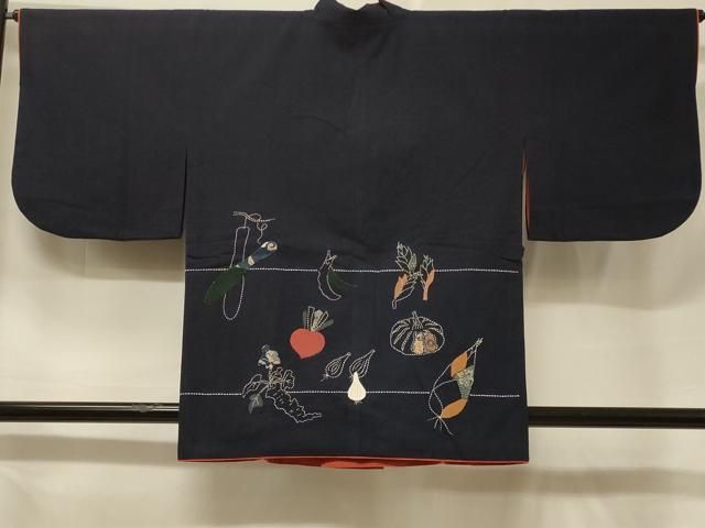 平和屋着物＃道中着　リバーシブル　刺し子　パッチワーク　成り物　綿　逸品　CABF1247in