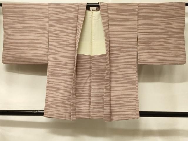 平和屋着物＃羽織　横段文　銀通し地　正絹　逸品　CABF1253in