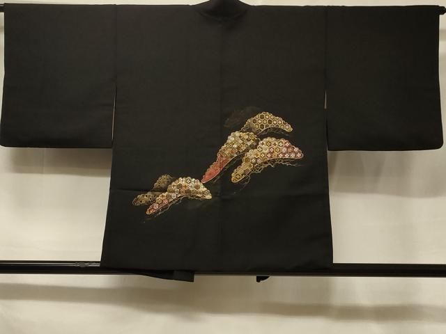 平和屋着物＃羽織　寿光織　吉祥枝松文　黒地　金銀糸　正絹　逸品　CABF1267in 14,820円