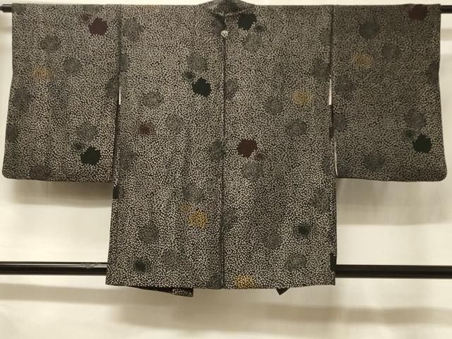 平和屋着物＃羽織　寿光織　菊づくし　黒地　金銀糸　正絹　逸品　CABF1278in