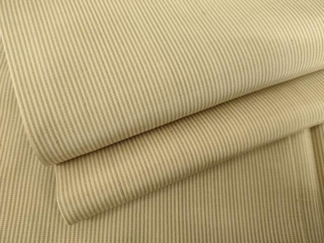 平和屋着物●上質な紬　縞　亜麻色×空五倍子色　正絹　逸品　AABH3797cs