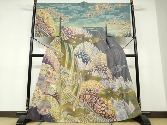 平和屋着物●訪問着　絞り　辻が花　金銀彩　金通し地　正絹　逸品　DABD9187ud