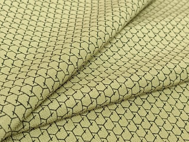 平和屋着物▽上質な小紋　単衣　幾何学文様　正絹　逸品　AABH2220jh