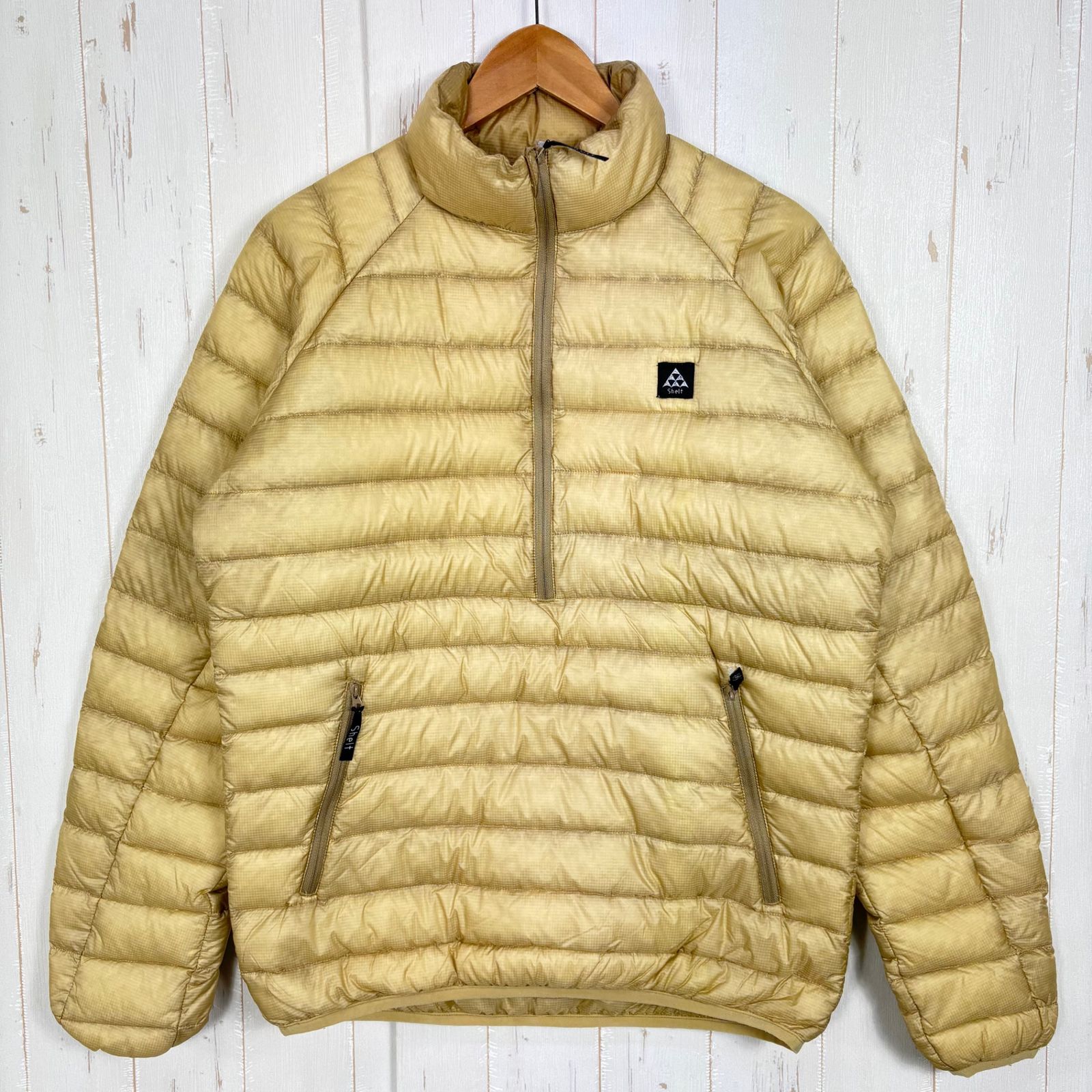 ?️Men's M ベージュ系 Shelt（シェルト） ダウン プルオーバー Down Pullover Custard LUNETTES オリジナルブランド ダウン ウェア トップス アウター ジャケット ダウンインサレーション z0005