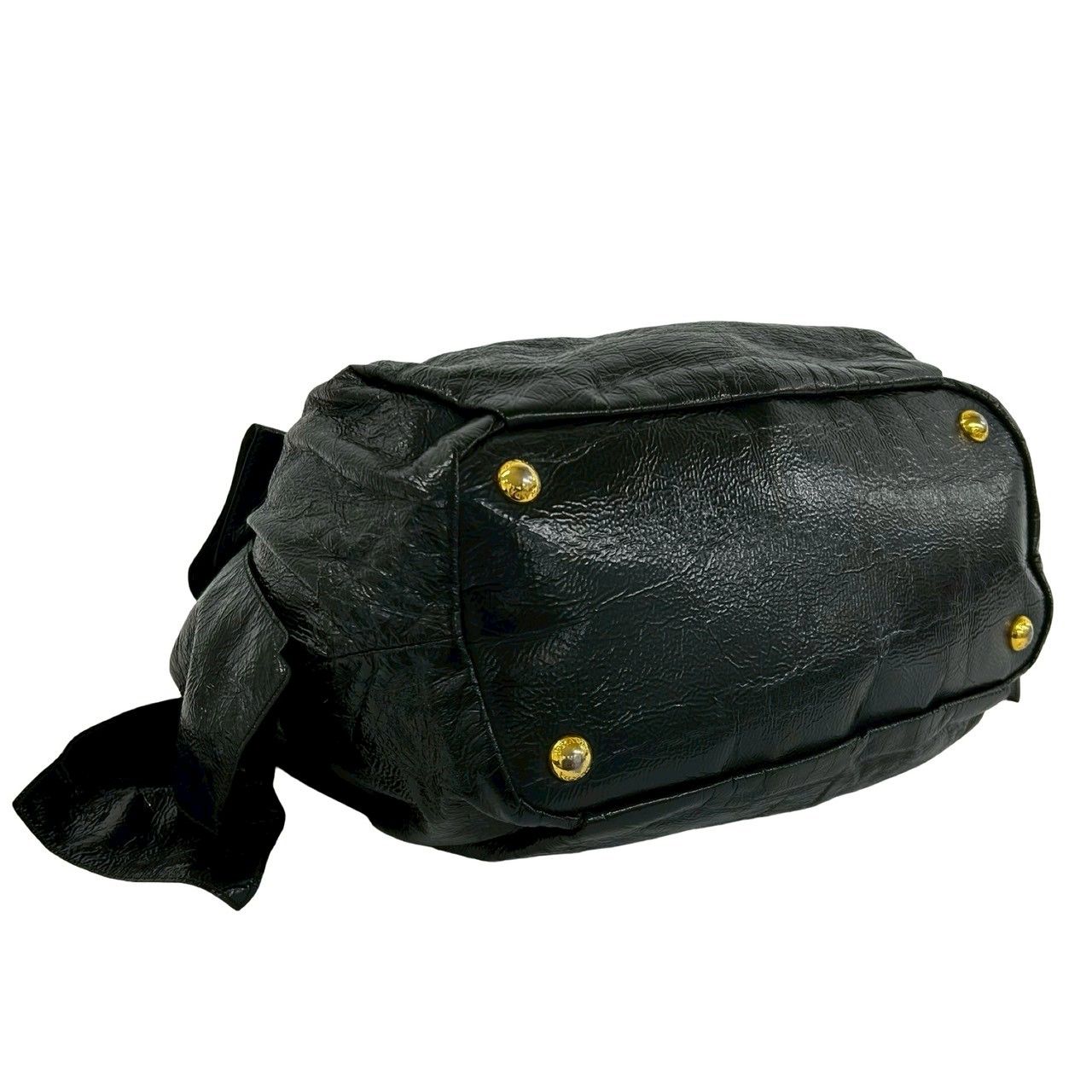 極 美品 袋付 PRADA プラダ ロゴ 金具 サイドリボン レザー 本革 2way 