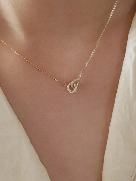 ジュエリー レディース ネックレス 1pc 純銀ネックレス、ループリンクペンダントデザイン、ファッショナブルで豪華、多用途鎖骨チェーン結婚式婚約ブライダルジュエリー