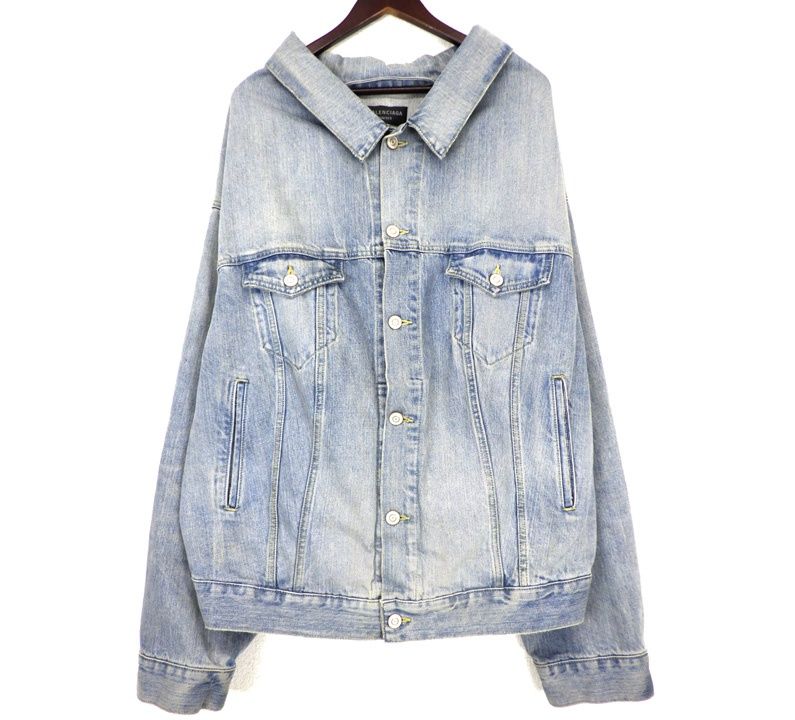 バレンシアガ BALENCIAGA 【 786638 TQW55 】 オフショルダー オーガニック セルヴィッジ デニム ジャケット w27135