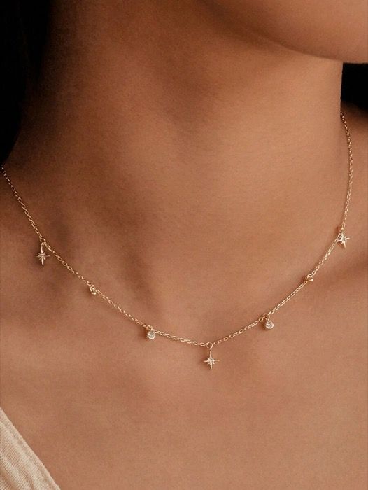 ジュエリー レディース ネックレス スター ネックレス 銀製 925スターリングシルバー ボヘミアン スタイル チョーカー 18kゴールド プレート調節可能 金または銀のチョーカー パーティジュエリーギフト