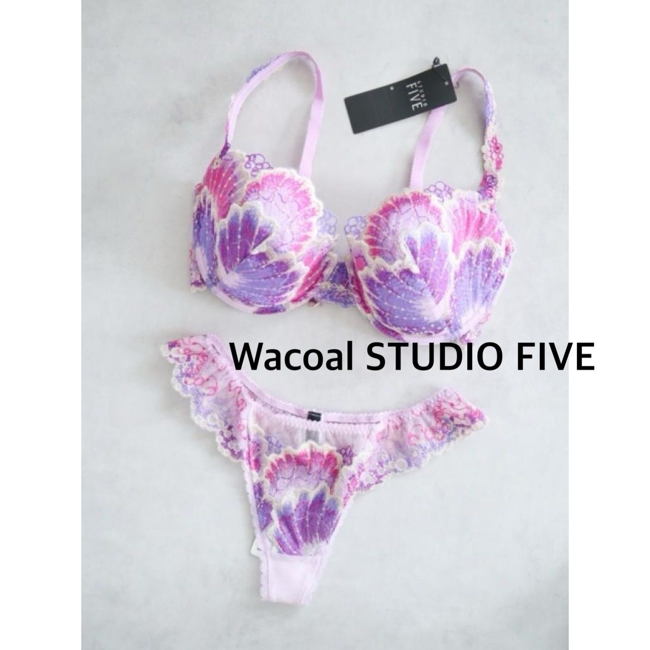 【新品】Wacoal STUDIO FIVE　ワコール スタディオファイブ　24G　ブラジャー＆ソング(Tバックショーツ)　日本製 F75/M 6467234