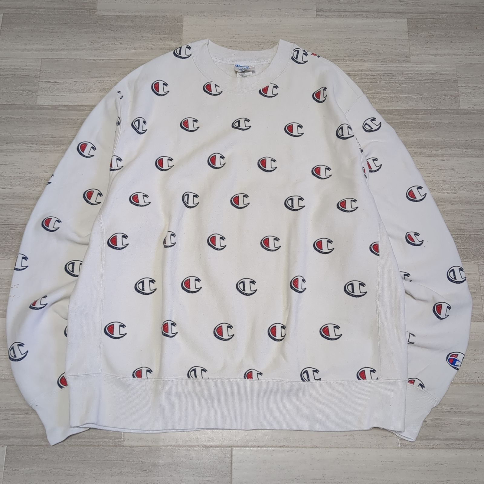 Champion リバースウィーブ 2XL スウェット トレーナー 総柄