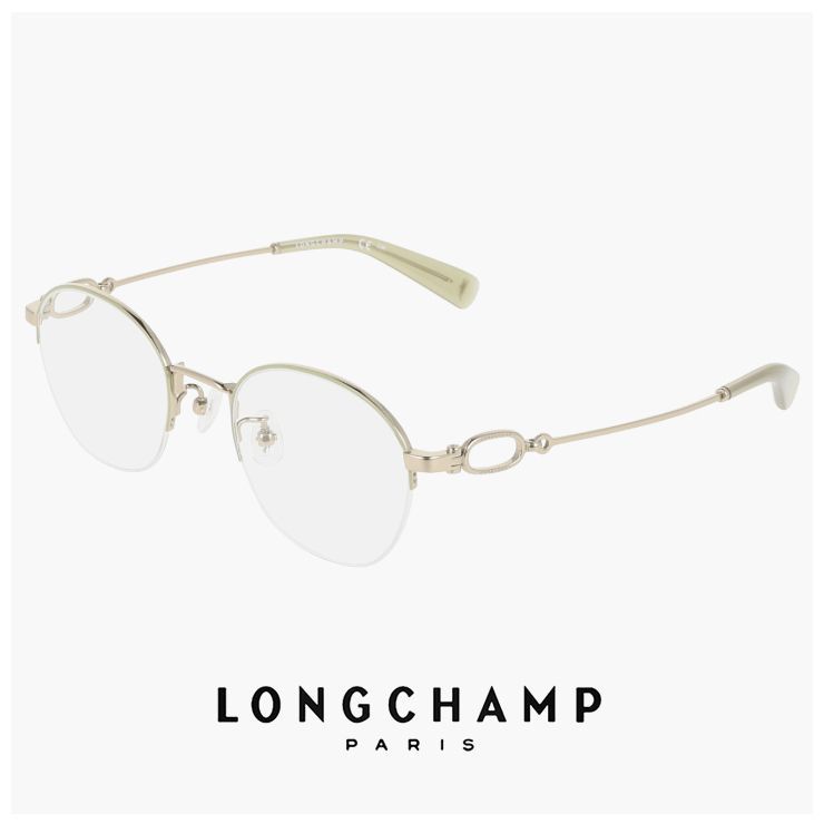 【新品】 レディース ロンシャン メガネ lo2549lbj-716 46mm longchamp 眼鏡 かわいい おしゃれ 軽量 チタン フレーム ハーフリム ナイロール タイプ ブランド GOLD / LIGHT GREEN カラー ダミーレンズ発送