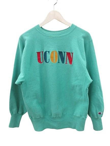 チャンピオン CHAMPION 90s リバースウィーブ スウェット USA製 M エメラルドグリーン コネチカット大学 刺繍 トレーナー ヴィンテージ