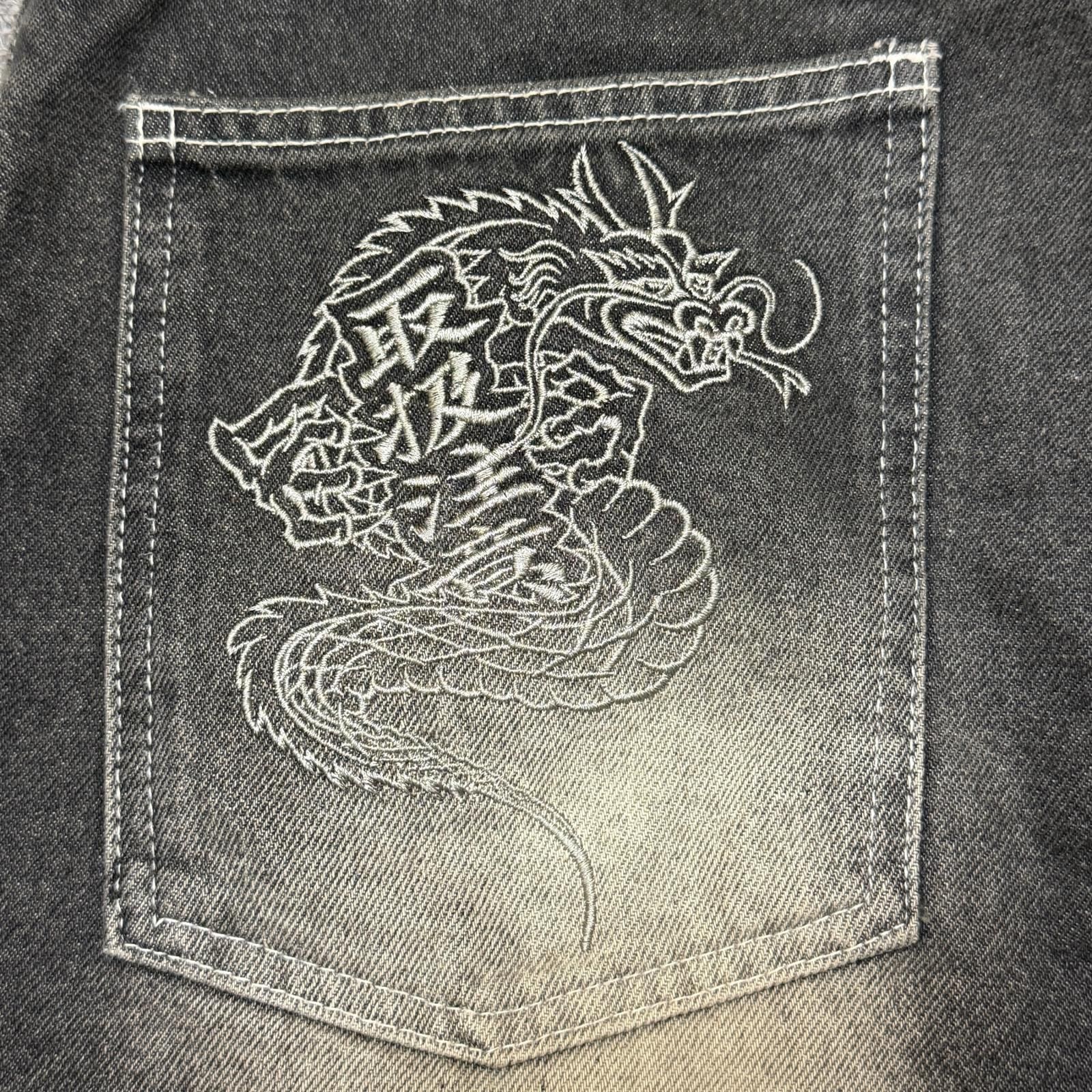 参考上代24200円 BlackEyePatch DRAGONS EXTRA BAGGY JEANS ドラゴン