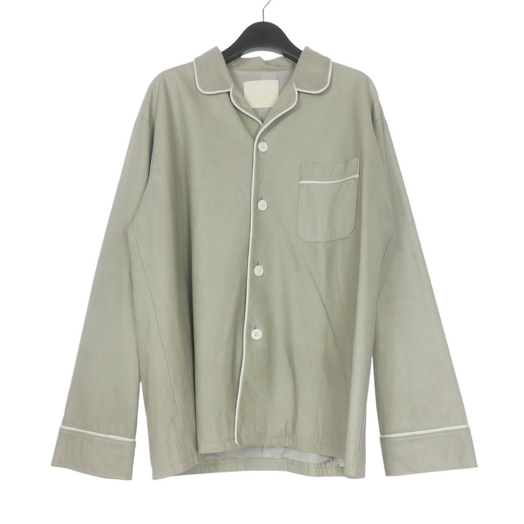 イサムカタヤマバックラッシュ ISAMU KATAYAMA BACKLASH ステアレザー ロングスリーブ パジャマシャツ 長袖 グレー