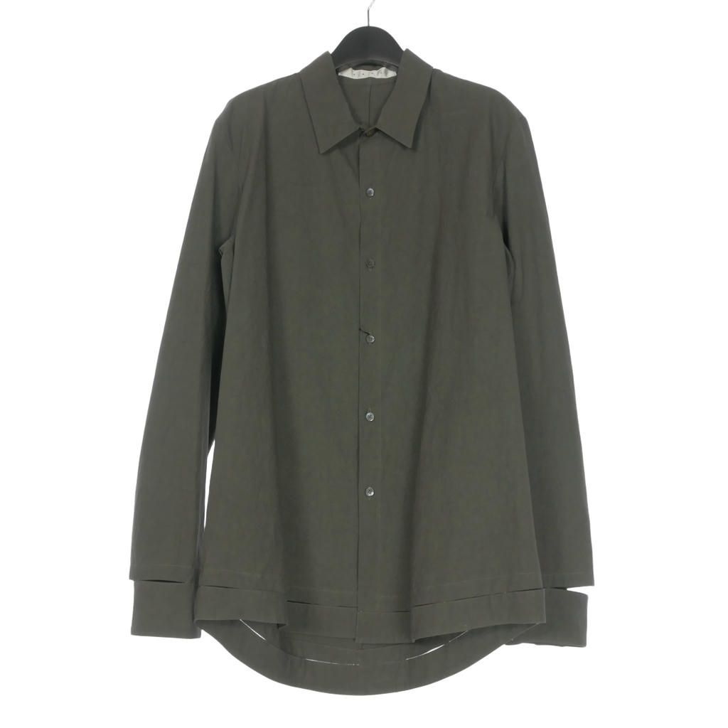 カング KANG HAND-STITCHED HEM BORDER RELAXED FIT ハンドステッチ リラックスフィット シャツ 長袖 50 ダークグレー M/SHR-012-MO