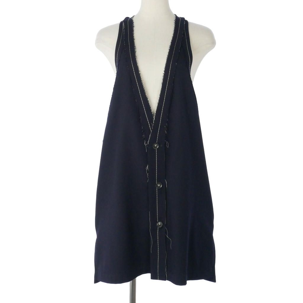 ヨウジヤマモト YOHJI YAMAMOTO B Yohji Yamamoto カットオフ ジレ ベスト ウールギャバジン 1 紺 ネイビー NH-V54-100