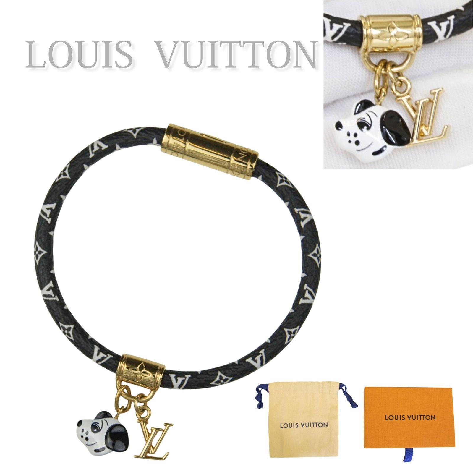 【中古】LOUIS VUITTON ルイヴィトン ブレスレット･アニモグラム ドッグ M69484 レディース メンズ ユニセックス ゴールド 金 モノグラム アクセサリー バングル ペットモチーフ 犬 ドッグ チャーム 人気 高級 デイリー プレゼント 希少