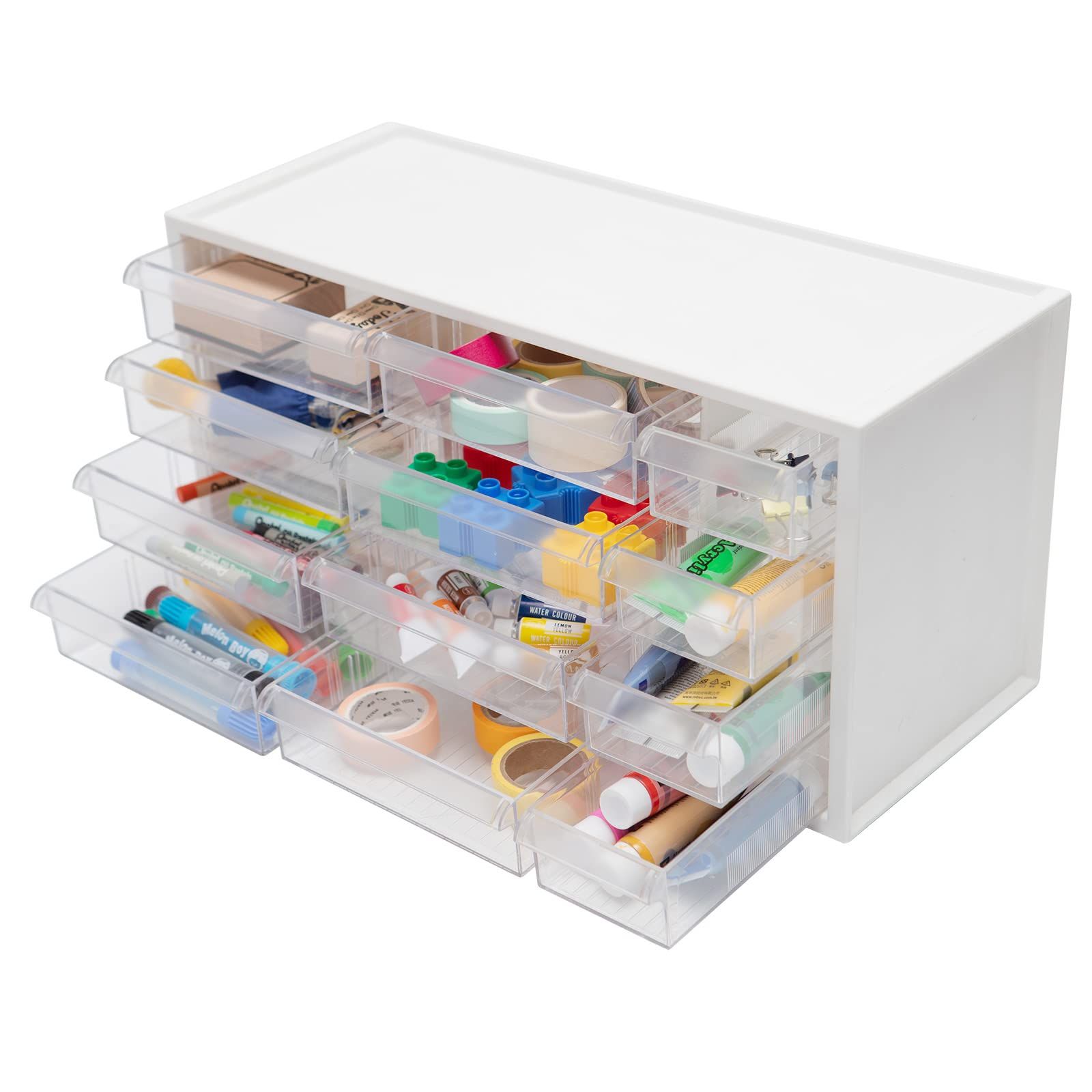 livinbox 12 引き出し 小物入れ 収納ボックス パーツキャビネット 収納ケース 卓上 防塵 ビタミン 薬の整理整頓 マスキングテープ コスメ 手帳用品 手芸 ホビー 模型工具 ツールボックス ホワイト A9-512-WT(沖縄・離島 c1ff05bf