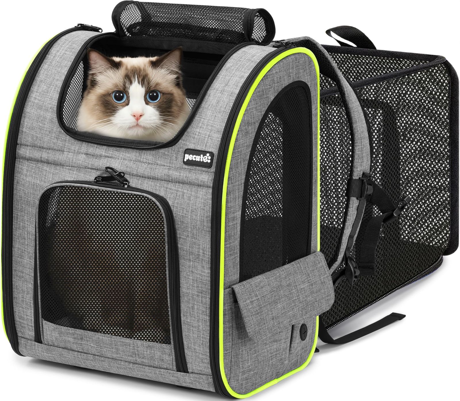 ペキュート Pecute ペットキャリー リュック 猫 キャリーバッグ ペット 犬 猫 リュック 通気性 拡張可能 2WAY バッグ 猫 キャリーバッグ 折り畳み お出かけ ドライブ 旅行 通院 災害避難用ペットバッグ グレー XLas 76dc4299