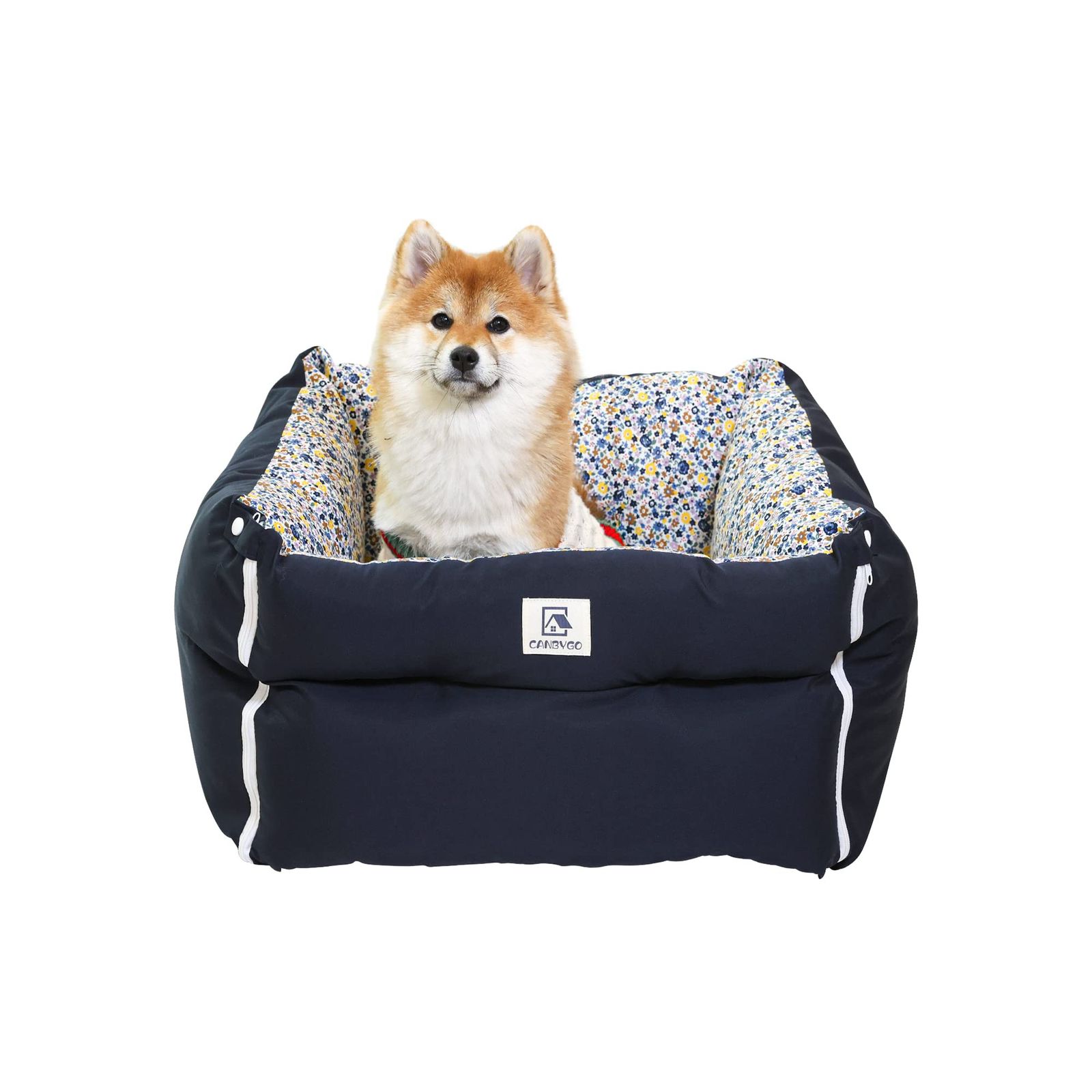 犬 ドライブボックス 車ドライブボックス ド ライブシート ドライブベッド 犬 キャリーバッグ 助手席 お出かけ 飛び出し防止リード＆フック 取り外し可能 洗濯可能 車載用 カー用品 (ネイビー)as 21021616