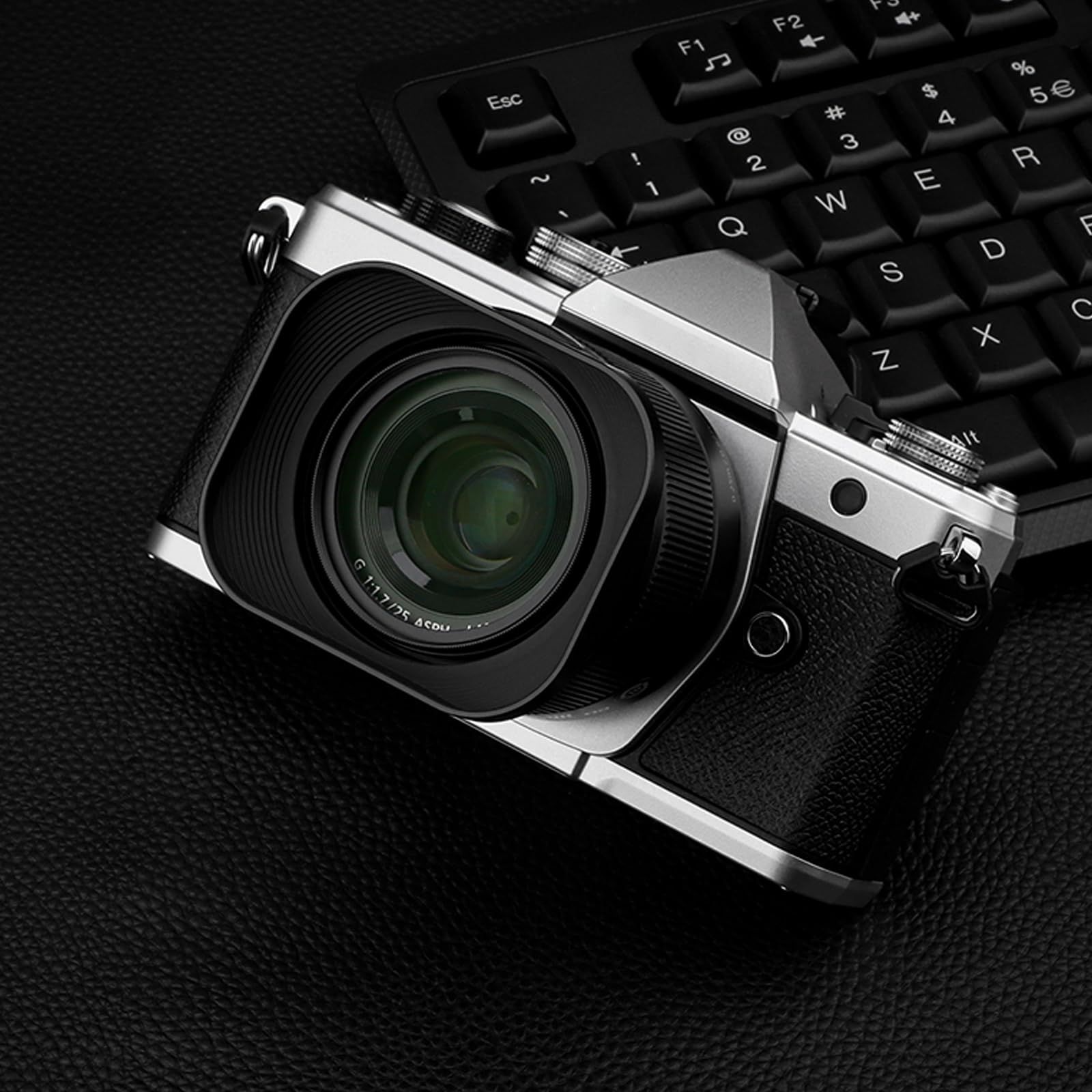 【フード付き】パナソニック Panasonic ライカ H-X025 特価商品 Haoge LH-P2517 スクエアメタルレンズフード パナソニック