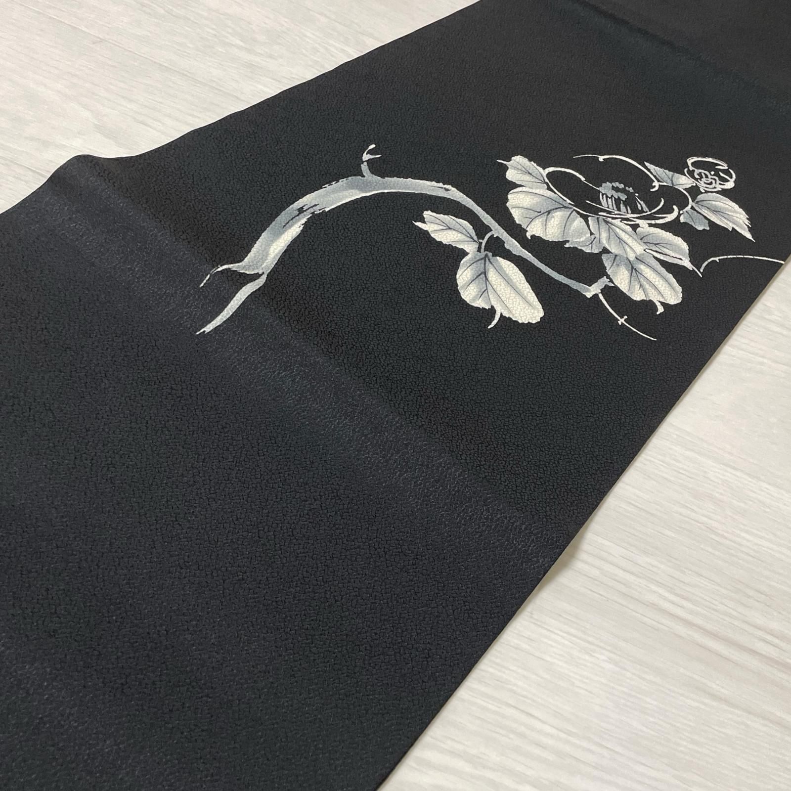 【着物と帯 時流】N2677s◇正絹 九寸名古屋帯◇黒色　花　未使用品 名古屋帯 黒地 上品な椿 九寸 正絹 着物 X-2837 - メルカリ