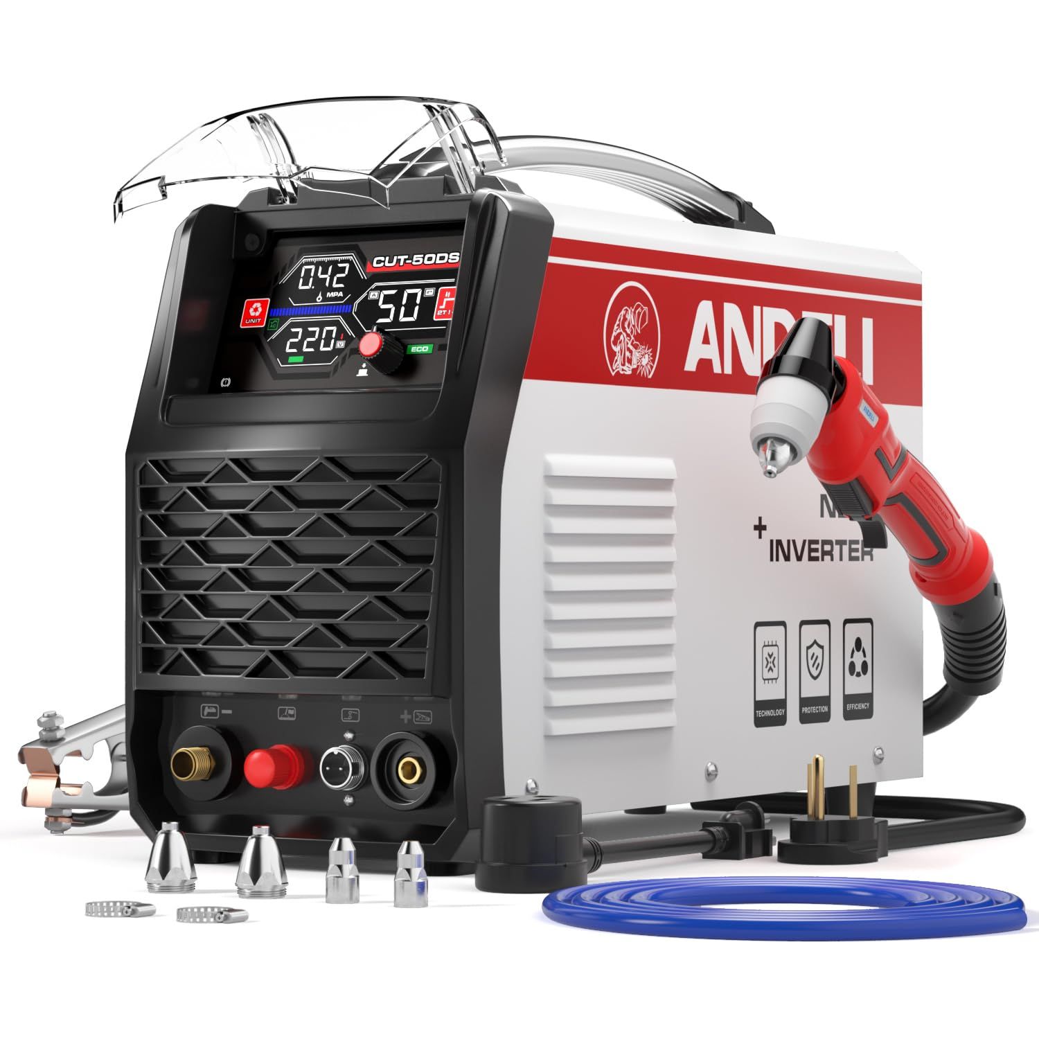 ANDELI プラズマカッター 切断可能板厚最大20MM 100V/200V兼用 プラズマ切断機 50Amp IGBT高周波 インバーター エアープラズマカッター CUT-50DSkk 15401454