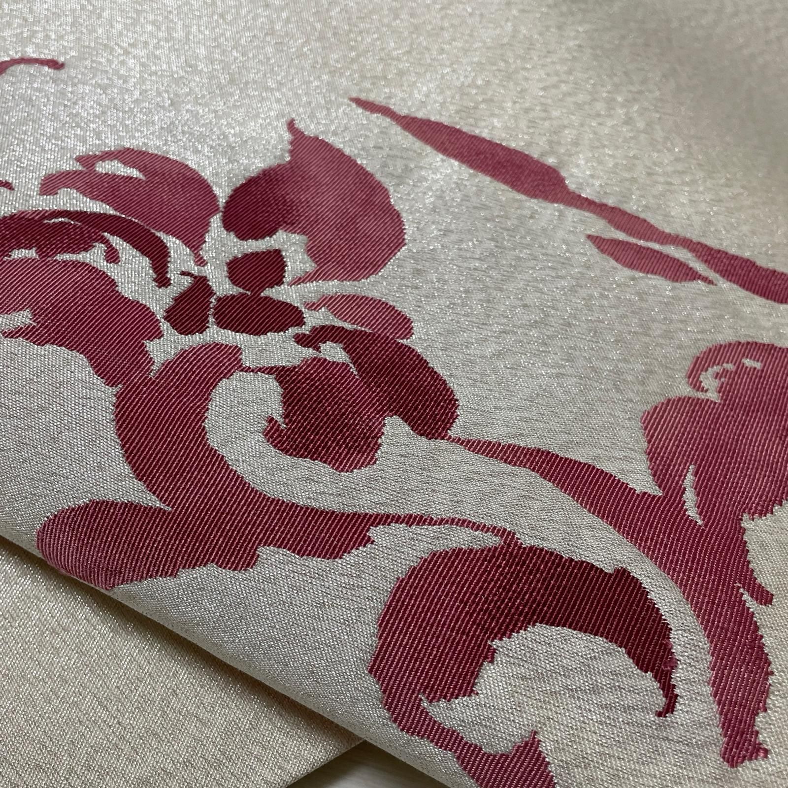 名古屋帯 上品な花模様 九寸 正絹 着物 X-2845