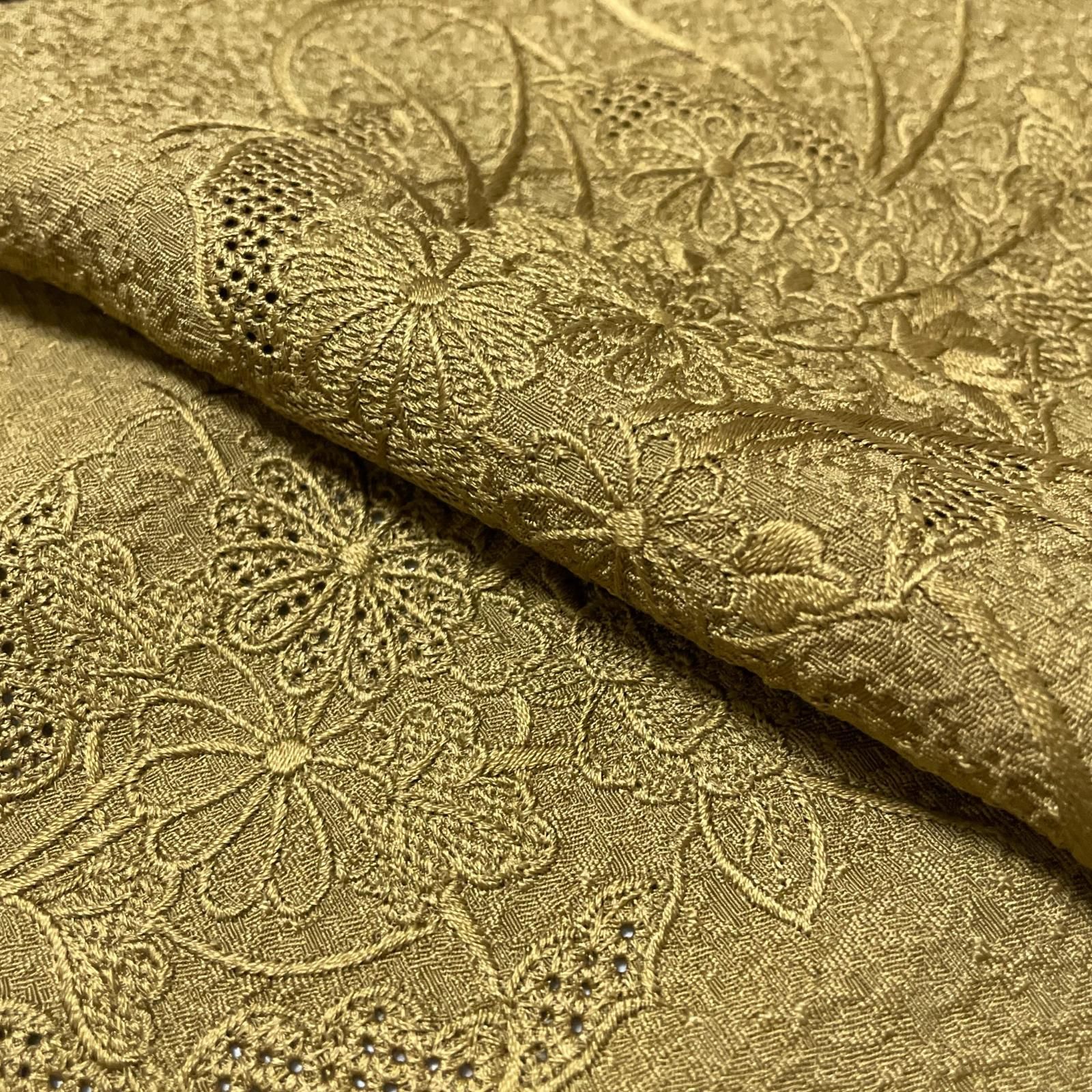 汕頭刺繍 付下げ 単衣仕立て 花模様 着物 正絹 X-2857 - メルカリ