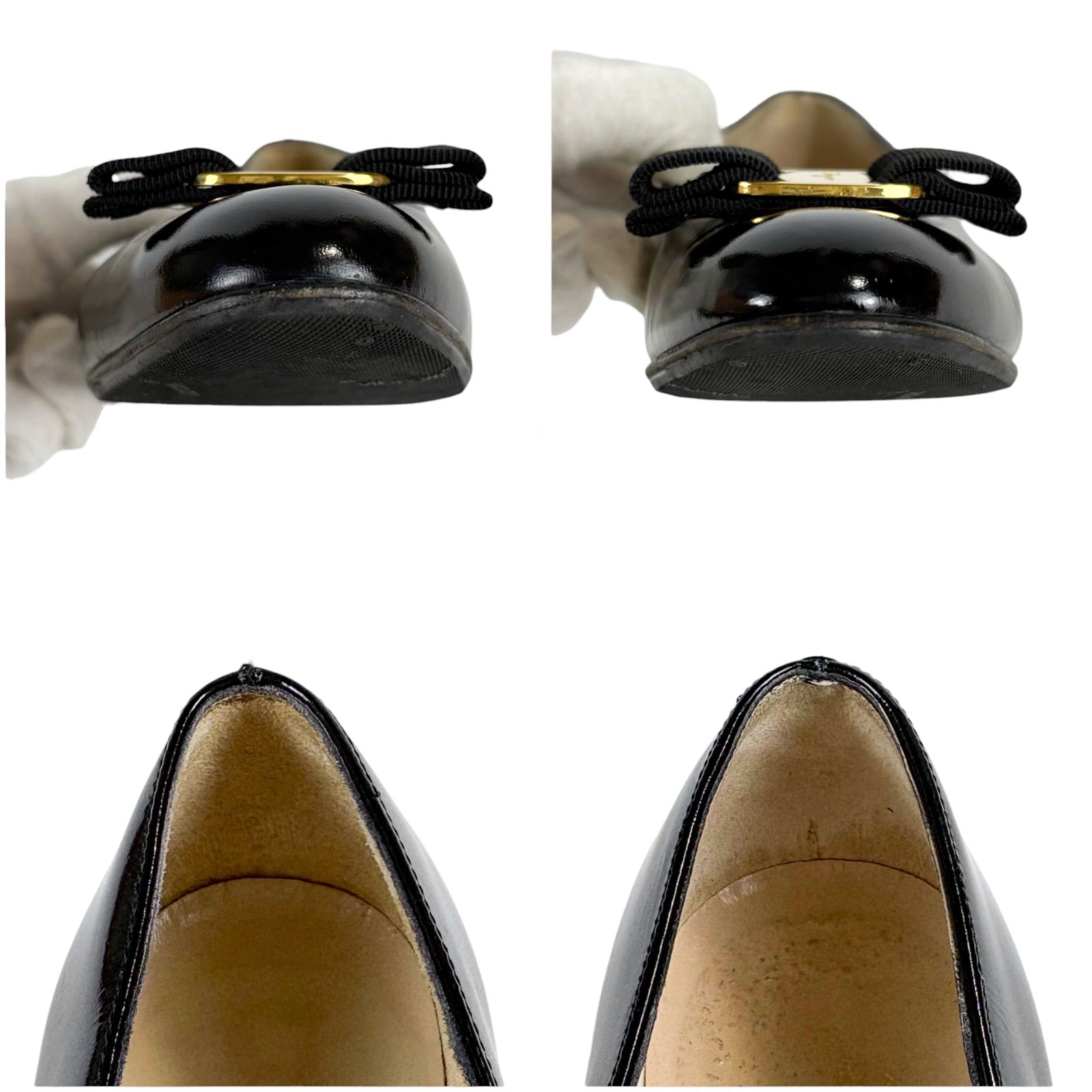 サルヴァトーレフェラガモ ヴァラリボン ラウンドトゥ フラットパンプス 黒 Salvatore Ferragamo サルヴァトーレフェラガモ ヴァラリボン パンプス