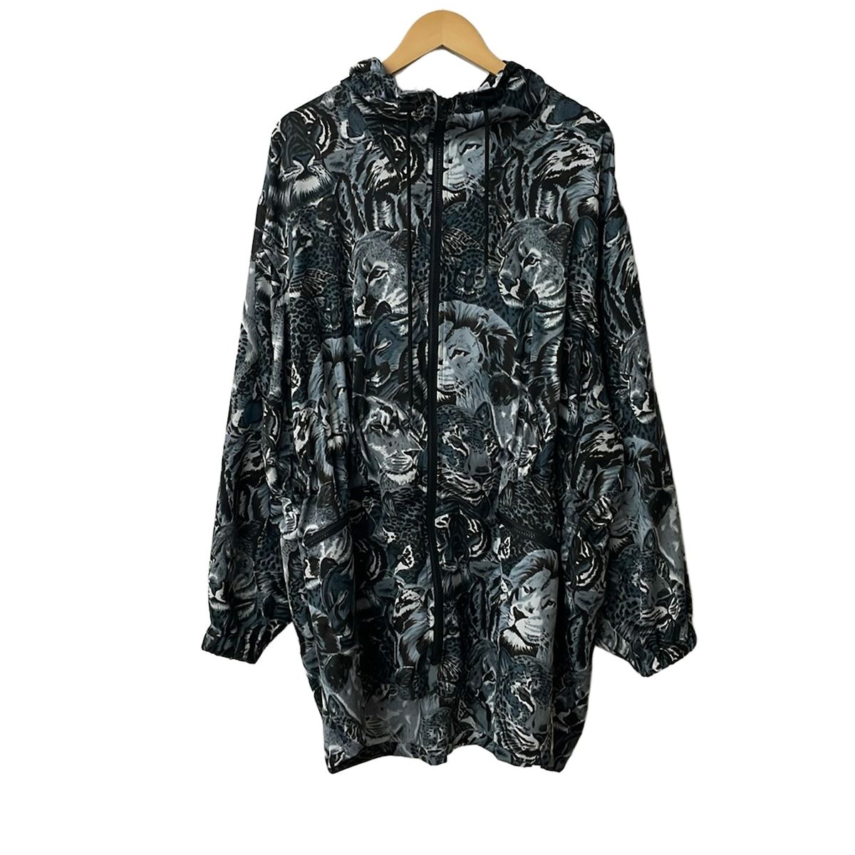 KENZO(ケンゾー) コート サイズF レディース美品 - グレー×黒×マルチ 長袖/JEANS/アニマル柄/ジップアップ/春/秋