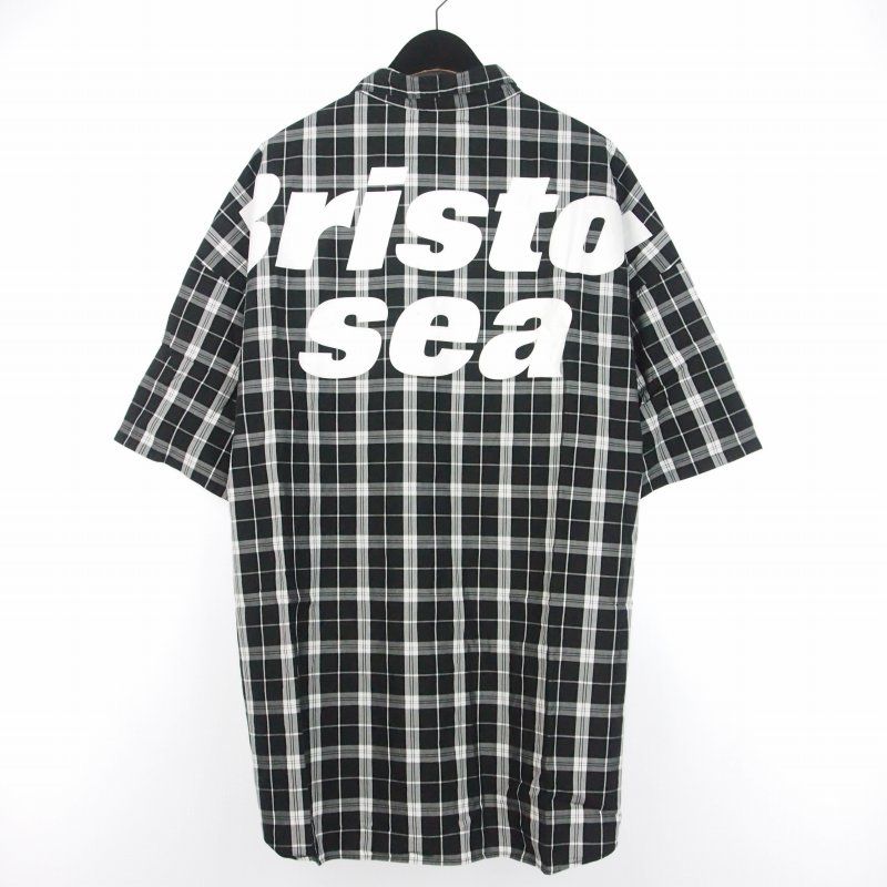 ウィンダンシー WIND AND SEA × エフシーレアルブリストル F.C.Real Bristol コラボ チェック ビッグロゴ シャツ 半袖 XL ブラック 黒 FCRB-220 17,325円