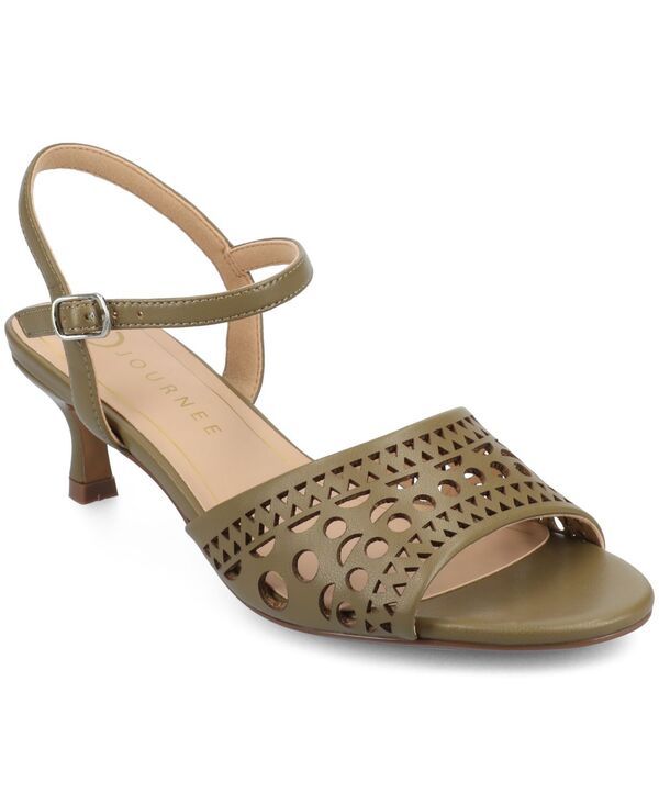 ジュルネ コレクション レディース シューズ サンダル ヒール Journee Collection Womens Jessly Perforated Kitten Heel Dressandals Olive オリーブ