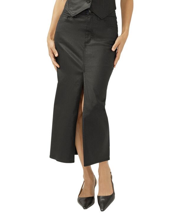 シルバー ジーンズ レディース ボトムスカート ミディ コート Silver Jeans Co Womens Coated FrontSlit Midi Skirt Black ブラック