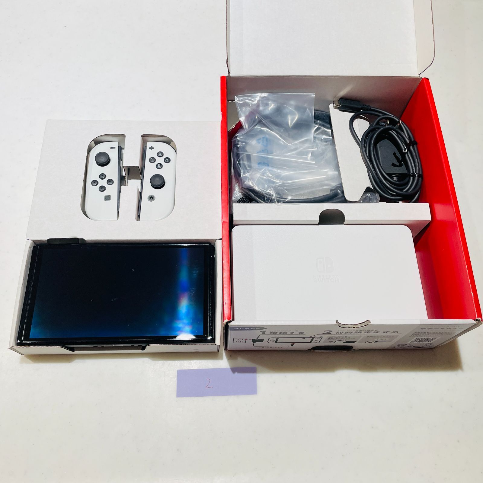 Switch 有機ELモデル ホワイト 動作良好 OLED 画面若干のスレあり 外箱