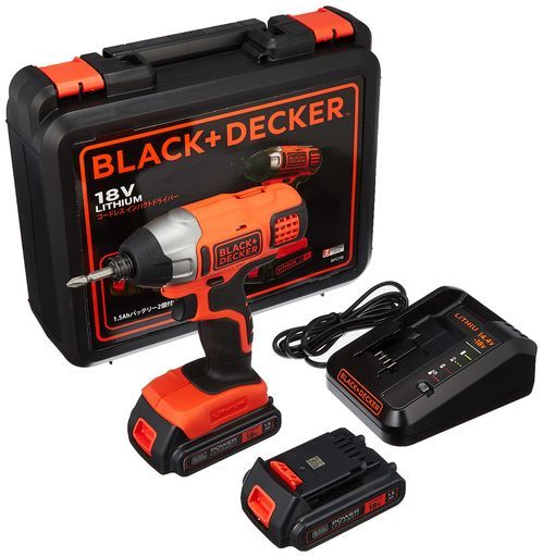 ブラックアンドデッカー(BLACK+DECKER)コードレスインパクトドライバーソフトインパクトDIY電動工具穴あけ締付工具ワンタッチビ