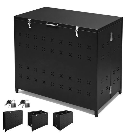 XWQゴミ箱屋外ゴミステションゴミ収納庫大型大容量折り畳みデザイン簡単組立カラス除け野良猫対策ごみ集積所ふた付きごみ収集ボ