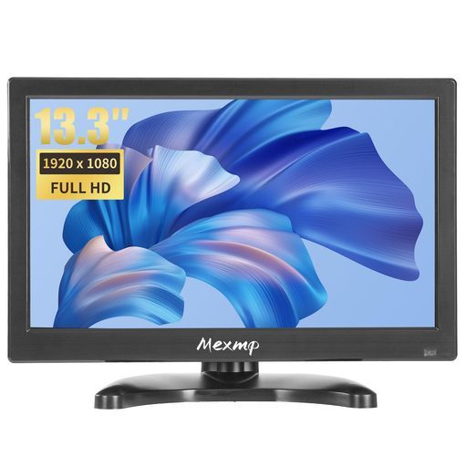 Mexmp13.3インチ小型IPSモニターFHD1920x108060Hz16:9BNC/VGA/AV入力内蔵スピーカー対応CCTV防犯カメラDVRPCRaspberryPi用