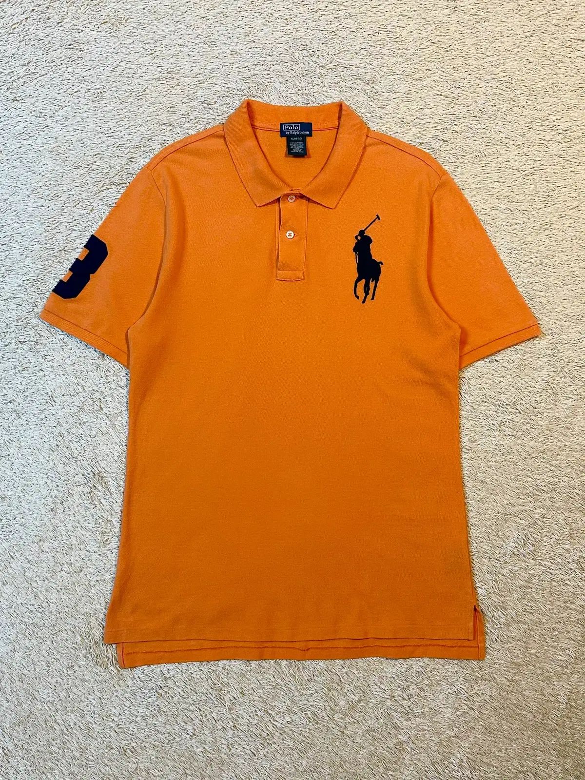 レディース XL POLO RALPH LAUREN ポロラルフローレン ビックポニー ロゴ 半袖 カラーTシャツ オレンジ